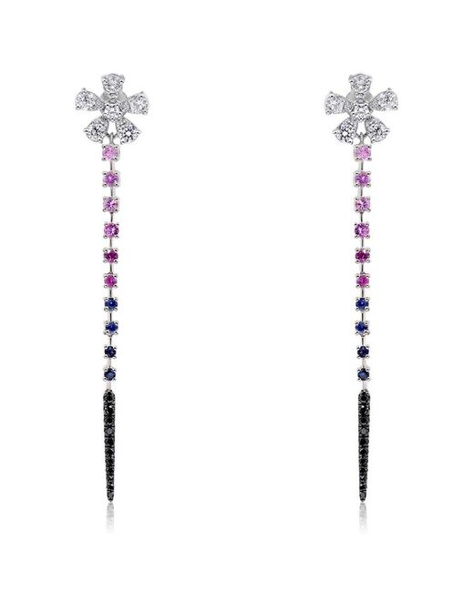 Diana M Fine Jewelry 14k White Gold 1.21 Ct. Tw. Diamond & Sapphire Earrings