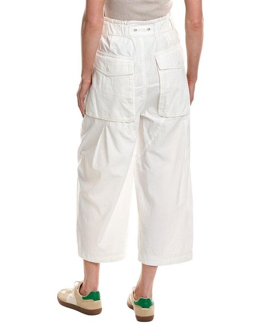 Free People White Costa Straight Linen-Blend Harem Pant
