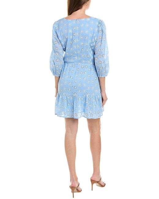 Sail To Sable Blue Puff Sleeve Button Front Mini Dress