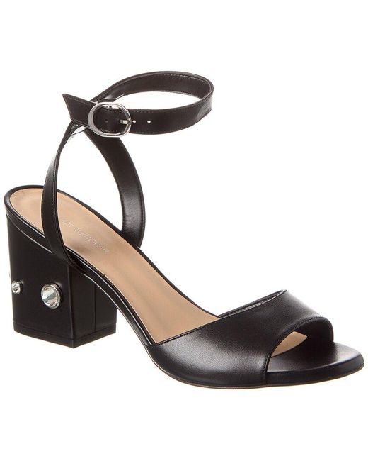 Stuart Weitzman Black Allshine Block 75 Leather Sandal