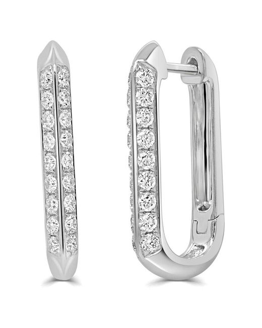 Sabrina Designs White 14K 0.56 Ct. Tw. Diamond Rectangular Hoop Earrings