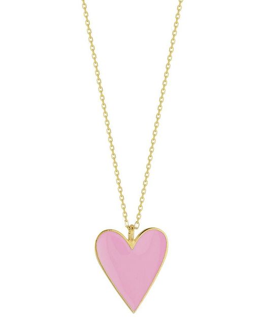 Sphera Milano Pink 14k Over Silver Heart Necklace