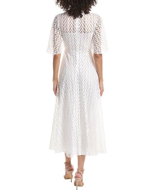 Valentino White Embroidered Lace Midi Dress