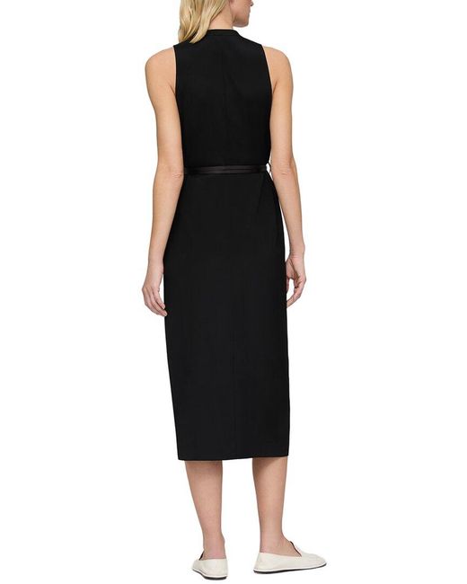 Lafayette 148 New York Black Petite V-Neck Sleeveless Silk-Blend Dress