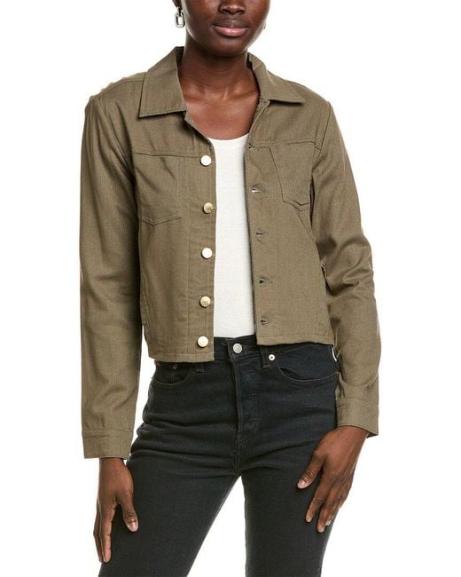 Ellen Tracy Green Linen-Blend Crop Jacket