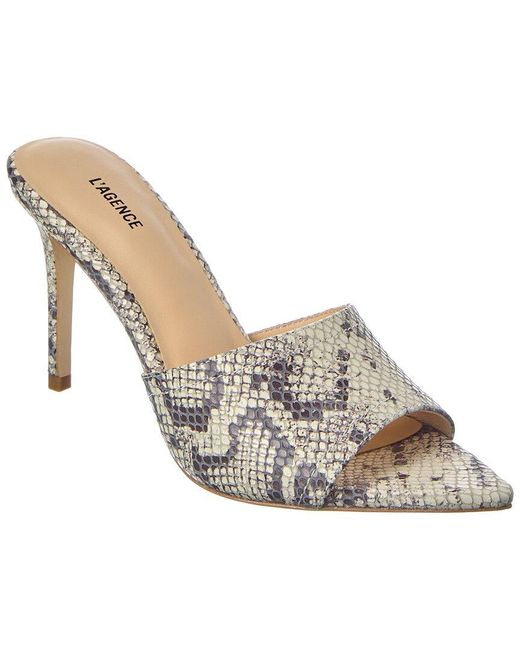 L'Agence White Lolita Leather Heeled Mule