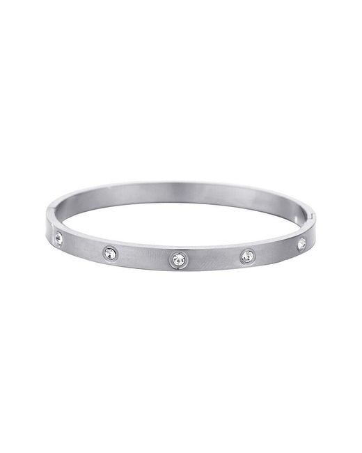 Adornia White Plated Stainless Steel Tarnish-Resistant Plated Crystal Eternity Cuff Bracelet