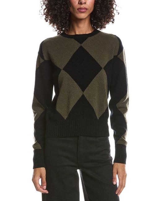 Brodie Cashmere Black Avery Argyle Crewneck Cashmere Sweater