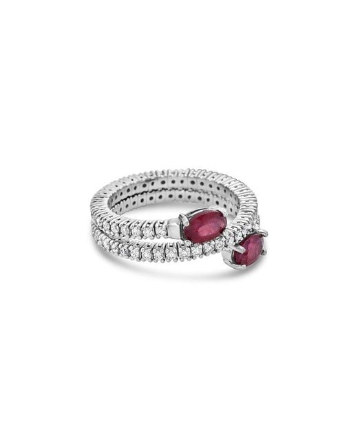 Forever Creations USA Inc. White Forever Creations 14k 2.40 Ct. Tw. Diamond & Ruby Flexible Wrap Ring
