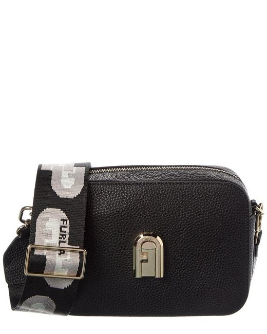 Furla Black Gardenia Mini Leather Camera Case