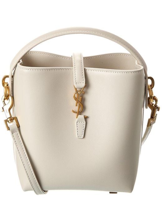 Saint Laurent Natural Le 37 Mini Leather Bucket Bag