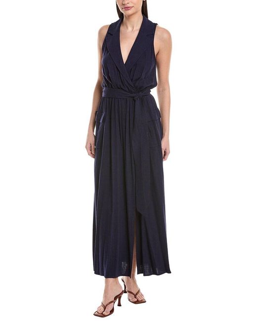 L'Agence Blue Mayer Military Maxi Dress