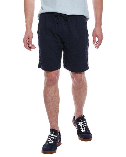 Tahari Blue Woven Drawstring Linen-Blend Short for men