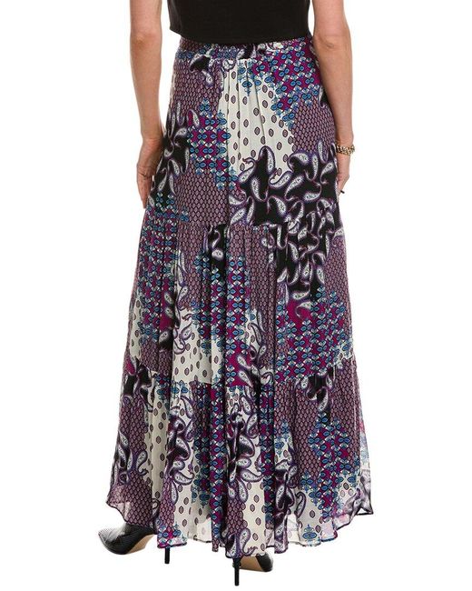 Ba&sh Purple Silk-Blend Maxi Skirt