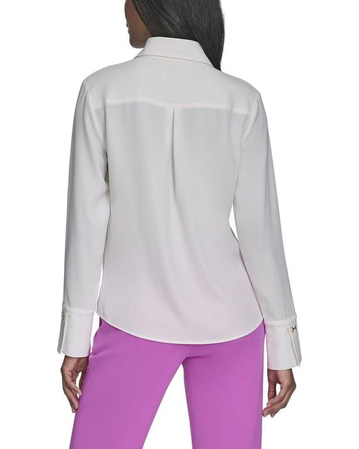 Halston Heritage Purple Button Blouse