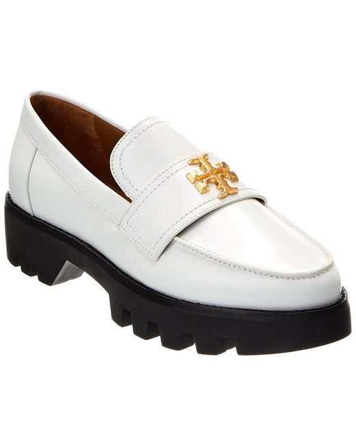 Tory Burch White Mini Everly Chunky Leather Loafer