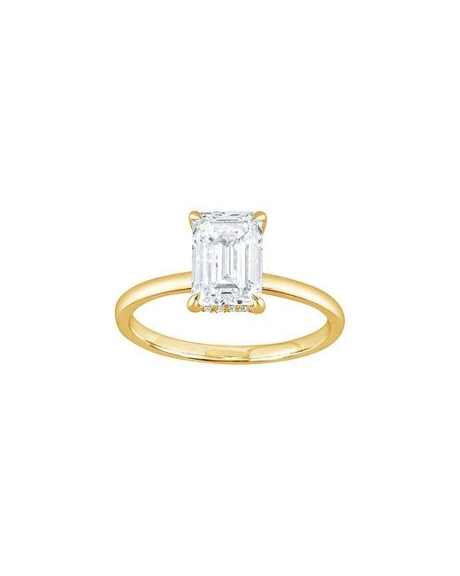 Lab Grown Diamonds Metallic 14K 2.00 Ct. Tw. Lab-Grown Diamond Hidden Halo Engagement Ring