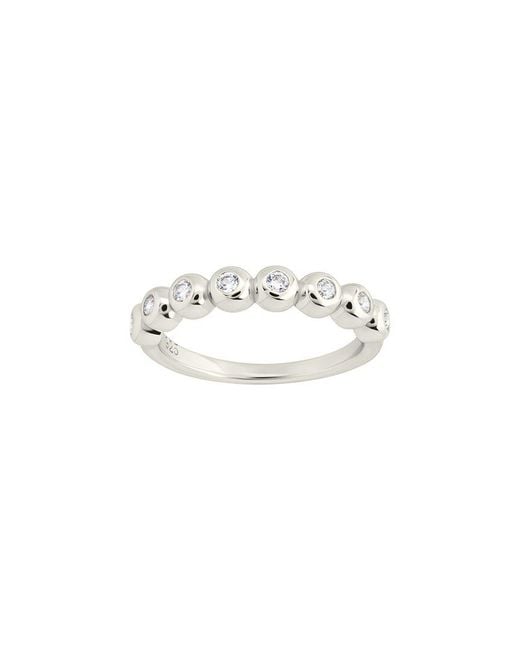 Sterling Forever White Cz Trisha Bezel Ring