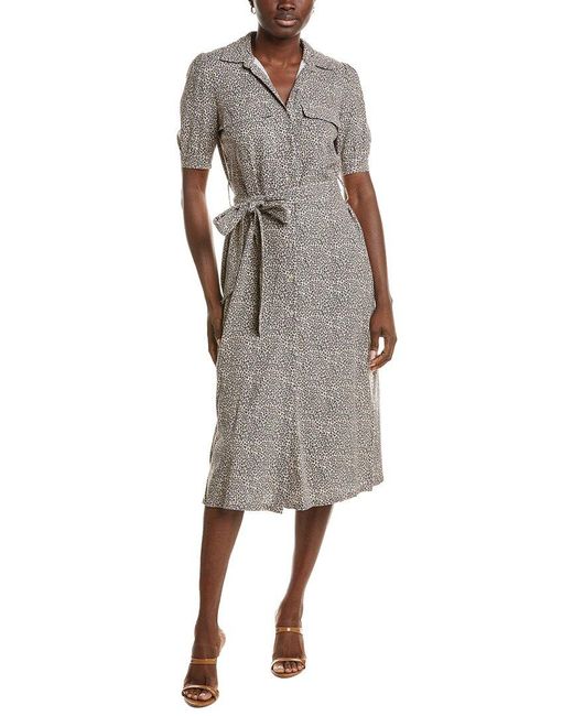 Nicole Miller Gray Jade Linen-Blend Midi Dress