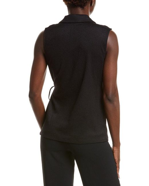 Anne Klein Black Notched Neck Wrap Top