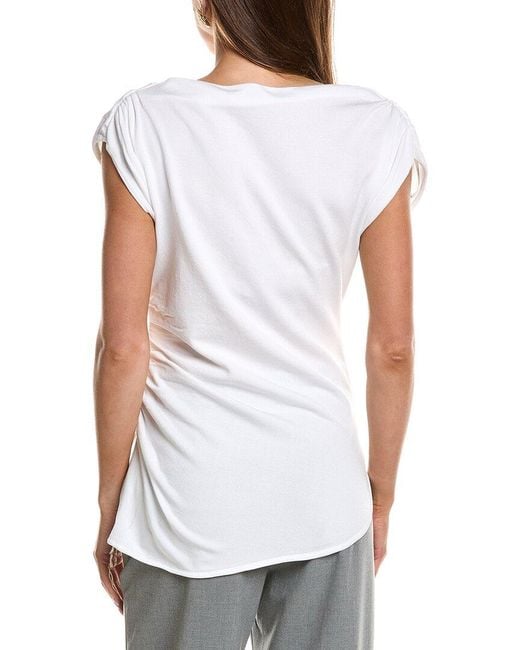 Kenneth Cole White Asymmetrical Drape Top