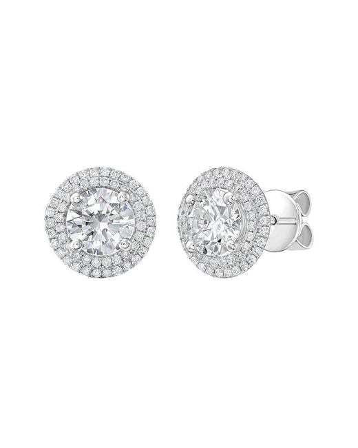 Diana M Metallic 14K 8.00 Ct. Tw. Lab-Grown Diamond Halo Earrings
