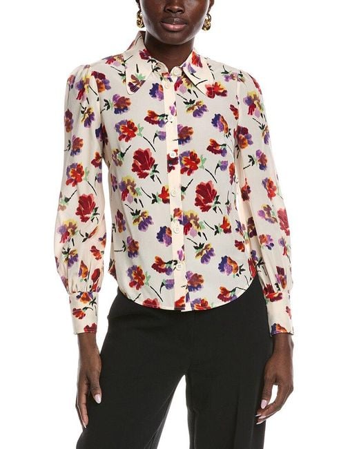 L.K.Bennett Red Silk Sonya Blouse