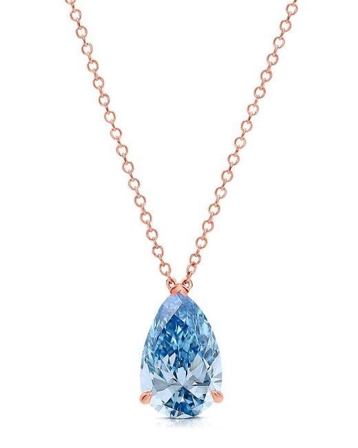 Amairah Blue 14K Rose 2.00 Ct. Tw. Lab-Grown Diamond Solitaire Pendant Necklace