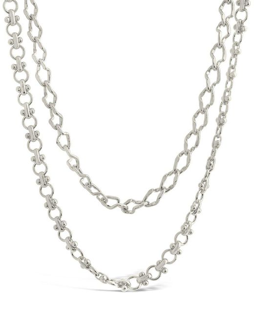 Sterling Forever White Rhodium Plated Selena Layered Chain Necklace