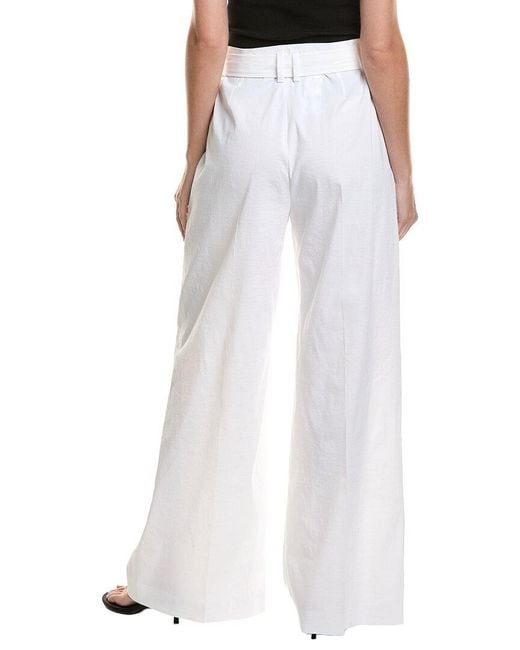 Boss White Tasena Linen-Blend Pant