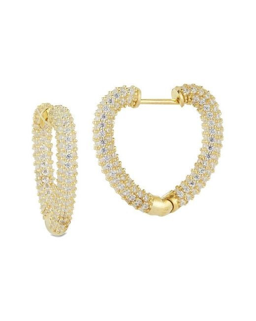 Glaze Jewelry Metallic 14k Over Silver Cz Heart Earrings