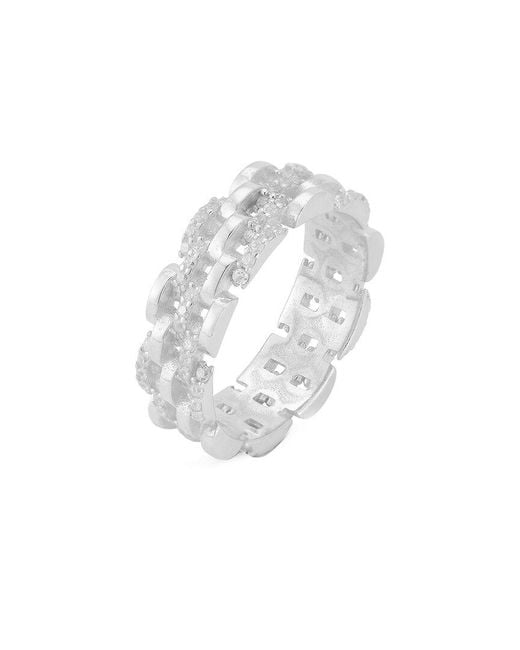 Chloe and Madison White Silver Cz Link Ring