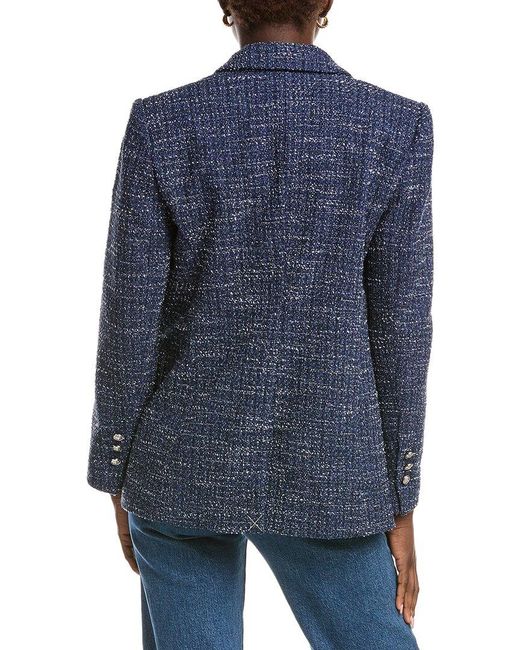 Maje Blue Tweed Suit Blazer