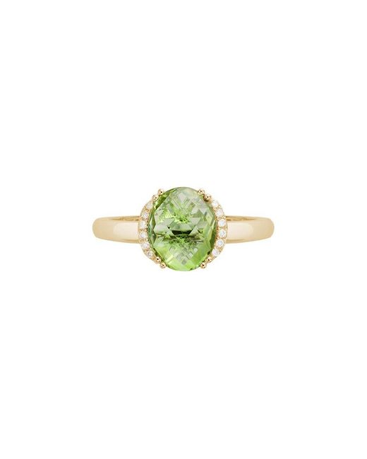 Gemstones Green 14K Diamond .06 Ct. & 2.53 Ct. Peridot Edge Ring