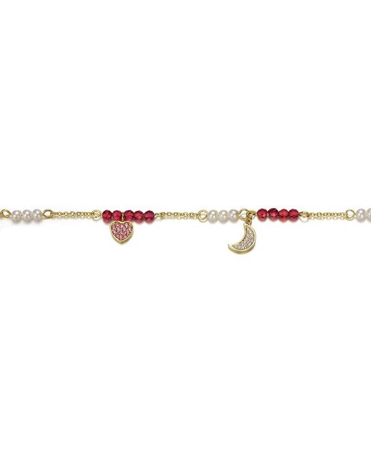 Genevive Jewelry White Rachel Glauber 14K Plated Cz Charm Bracelet