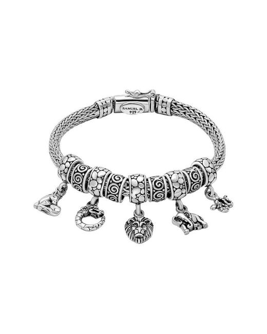 Samuel B. Metallic Silver Bali Animal Charm Bracelet