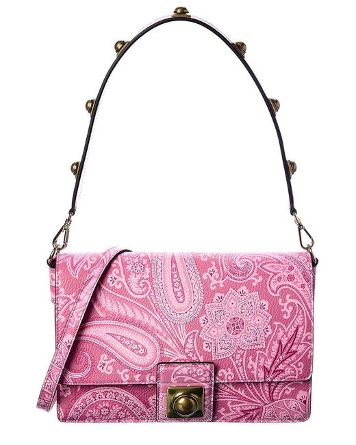 Etro Crown Me Liquid Leather Shoulder Bag in Pink Lyst