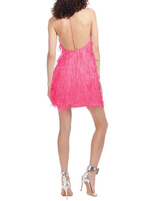 EMILY SHALANT Pink Feather Mini Dress