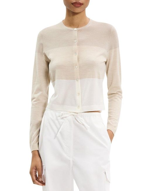 Theory White Wool Cardigan
