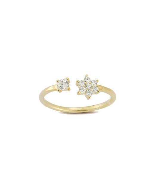 Glaze Jewelry White 14k Over Silver Cz Flower Ring