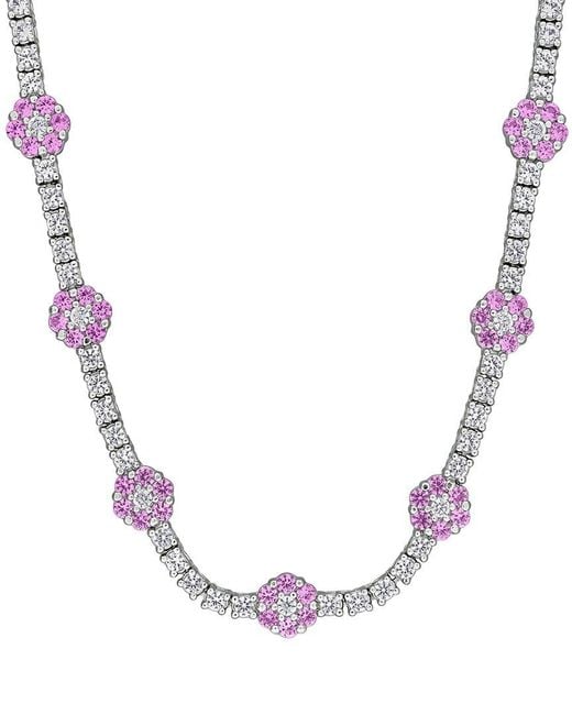 Rina Limor Multicolor 6.80 Ct. Tw. Lab-Grown And Sapphire Station Tennis Necklace