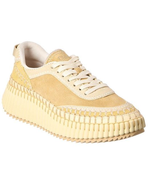 Chloé Natural Nama Leather & Suede Sneaker