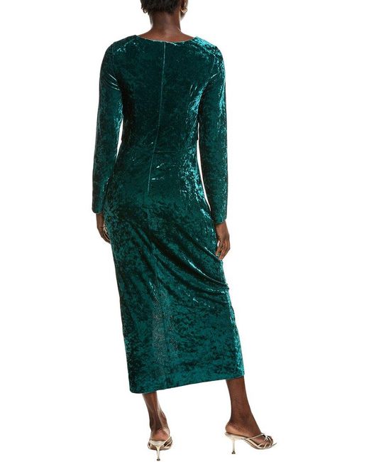 Pascale La Mode Green Crushed Velvet Midi Dress
