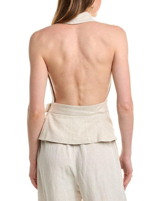 Nicholas White Isabeau Halter Linen Vest