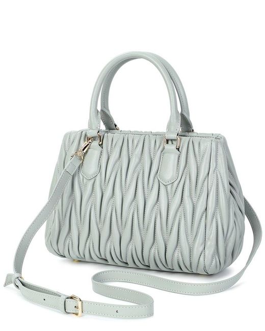 Tiffany & Fred Paris Metallic Quilted Lambskin Leather Satchel