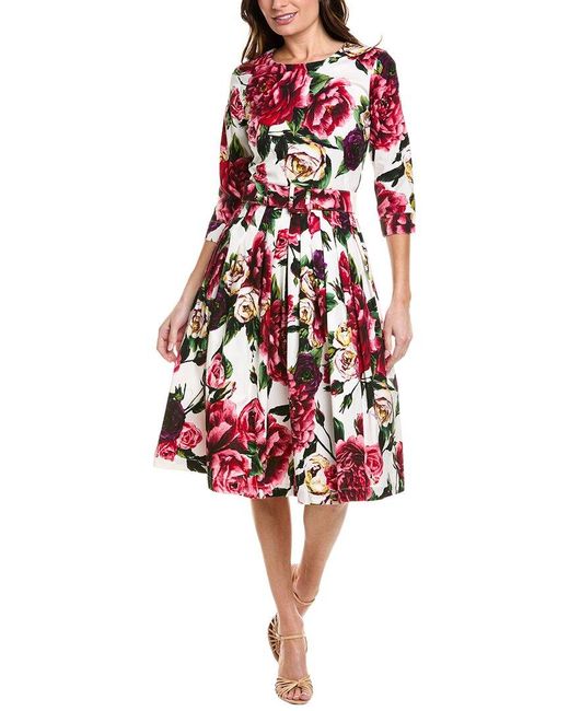 Samantha Sung Red Florance Midi A-Line Dress