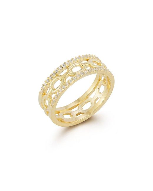 Chloe and Madison Metallic 14k Over Silver Cz Triple Stack Ring