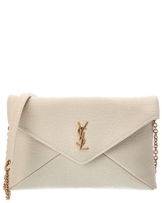 Saint Laurent Natural Cassandra Small Leather Wallet On Chain