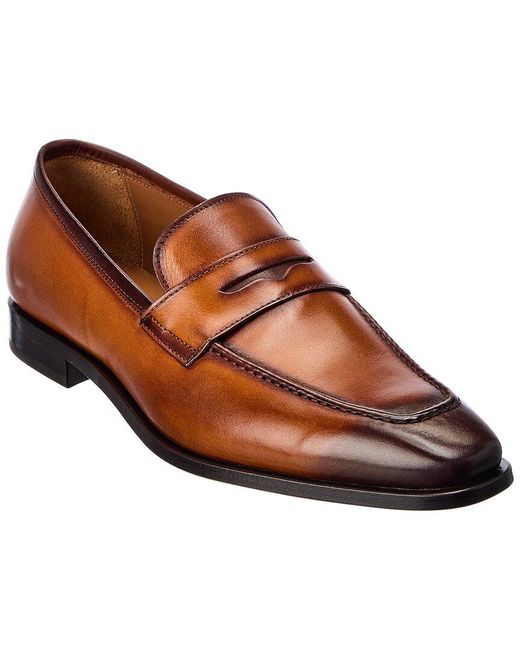 Antonio Maurizi Brown Leather Penny Loafer for men