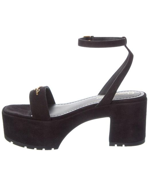 Dior Black D-Lane Suede Platform Sandal